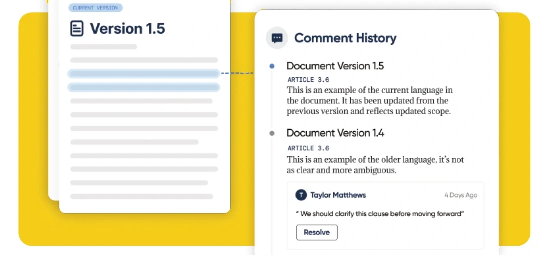 Provision version comparison and comment history