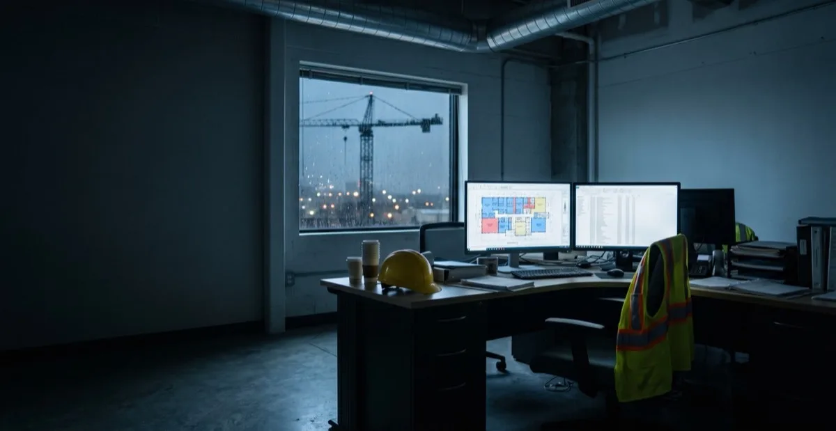 Construction estimating office at a ProWest Constructors project site