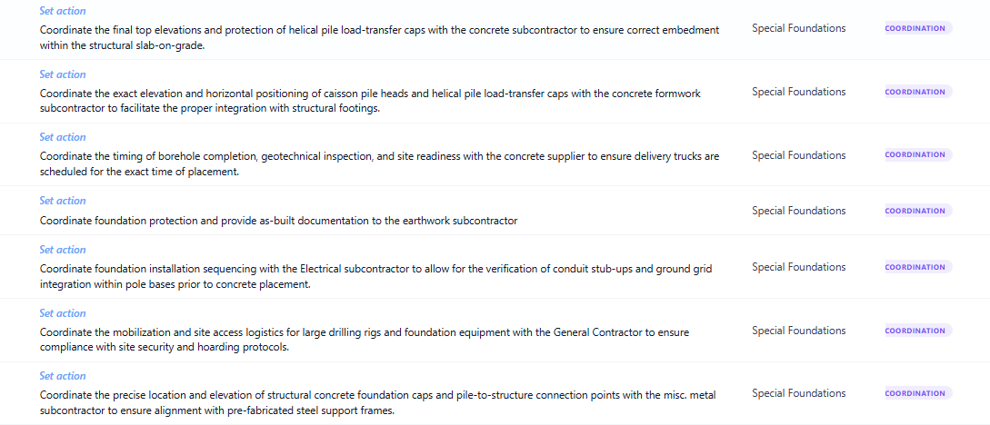 Cross-trade coordination items Scope Agent surfaced for the foundation work